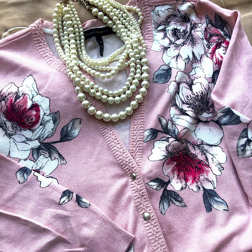 White House Black Market floral cardigan